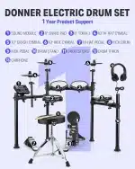 DONNER Electronic Drum Set DED-200 w accessories - Image 5